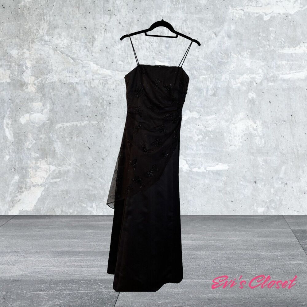 Jump Apparel Wendye Chaitin Women's Size 3/4 Black Sequined Beaded Dress Formal